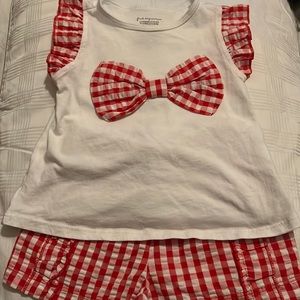 Gingham bow cotton tunic with matching shorts